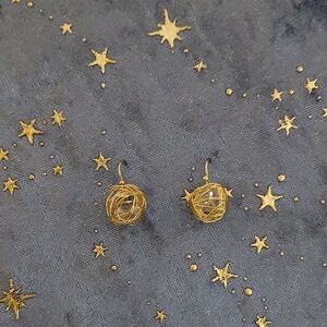 Elegant Gold Wire Ball Earrings